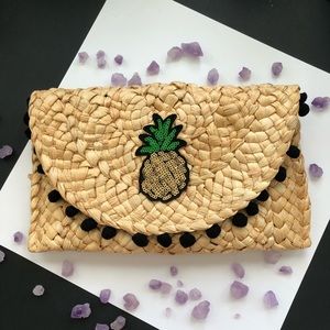 Sequin Pineapple Woven Envelope Clutch Purse